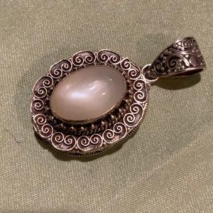 Vintage Genuine Moonstone Silver filigree Locket